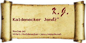 Kaldenecker Jenő névjegykártya